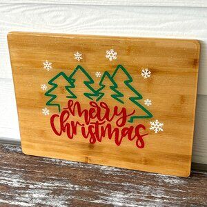 Merry Christmas Snowflake Glitter Cutting Board Resin Wood Cutting Board Holiday
